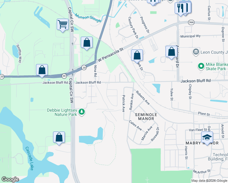 map of restaurants, bars, coffee shops, grocery stores, and more near 4148 Darby Drive in Tallahassee