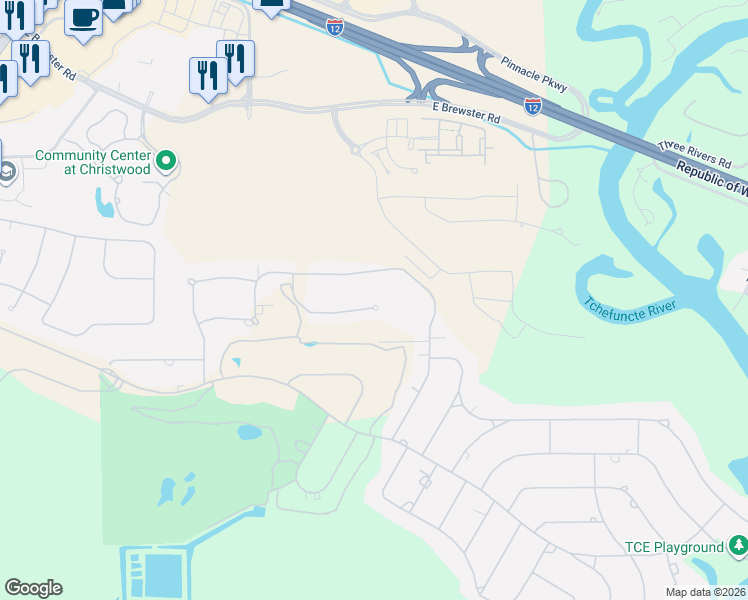 map of restaurants, bars, coffee shops, grocery stores, and more near 27 Wax Myrtle Lane in Covington
