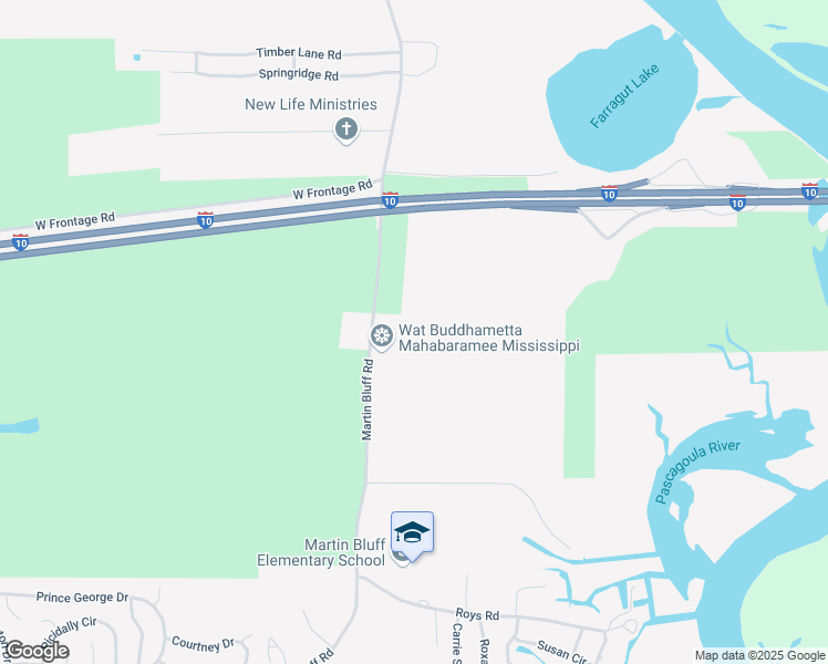 map of restaurants, bars, coffee shops, grocery stores, and more near 6220 Martin Bluff Road in Gautier