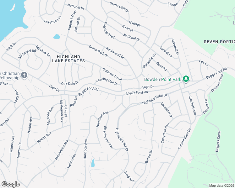 map of restaurants, bars, coffee shops, grocery stores, and more near 20609 High Drive in Lago Vista