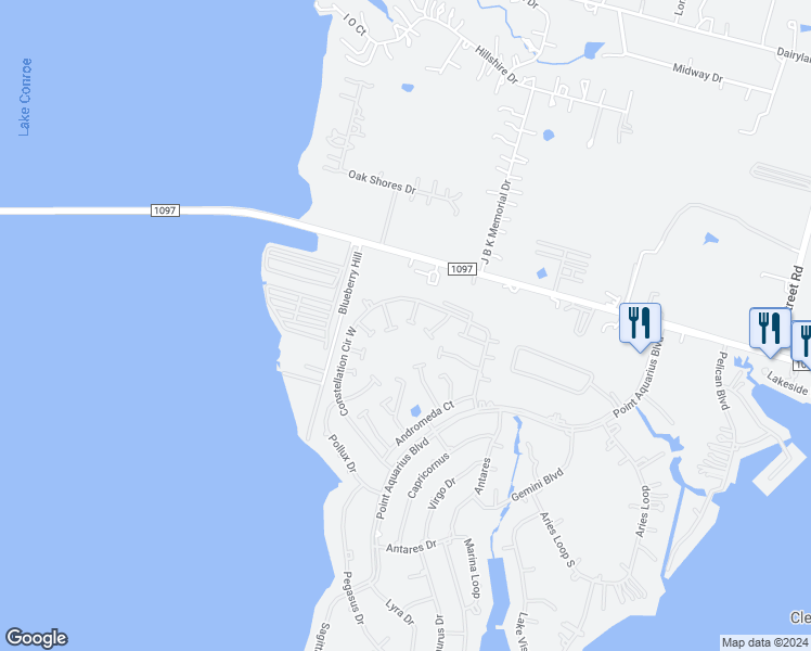 map of restaurants, bars, coffee shops, grocery stores, and more near 13093 Sirius Court in Willis