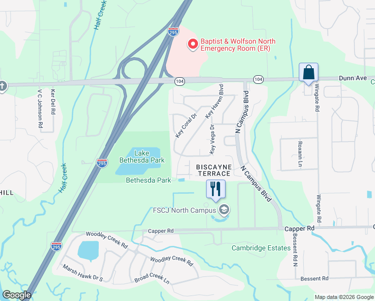 map of restaurants, bars, coffee shops, grocery stores, and more near 10927 Key Haven Boulevard in Jacksonville