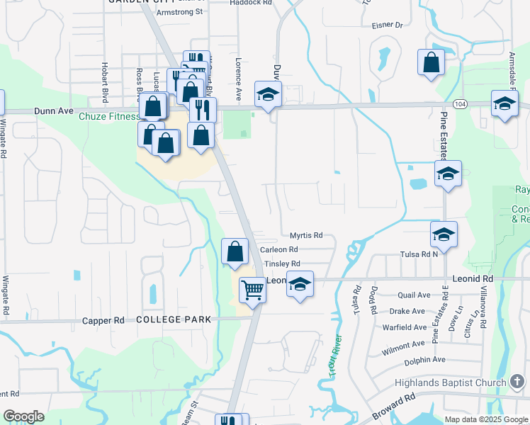 map of restaurants, bars, coffee shops, grocery stores, and more near 10903 Lem Turner Road in Jacksonville