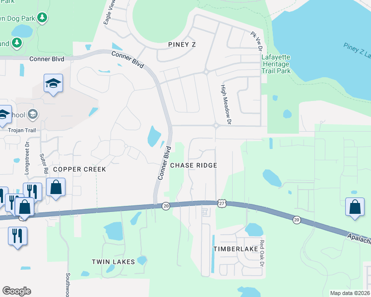 map of restaurants, bars, coffee shops, grocery stores, and more near 1139 Brafforton Drive in Tallahassee