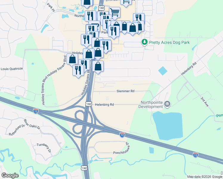 map of restaurants, bars, coffee shops, grocery stores, and more near 19329 Slemmer Road in Covington