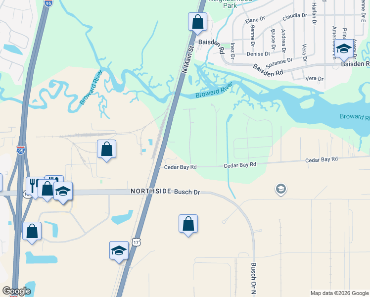 map of restaurants, bars, coffee shops, grocery stores, and more near 10836 Peaceful Harbor Drive in Jacksonville