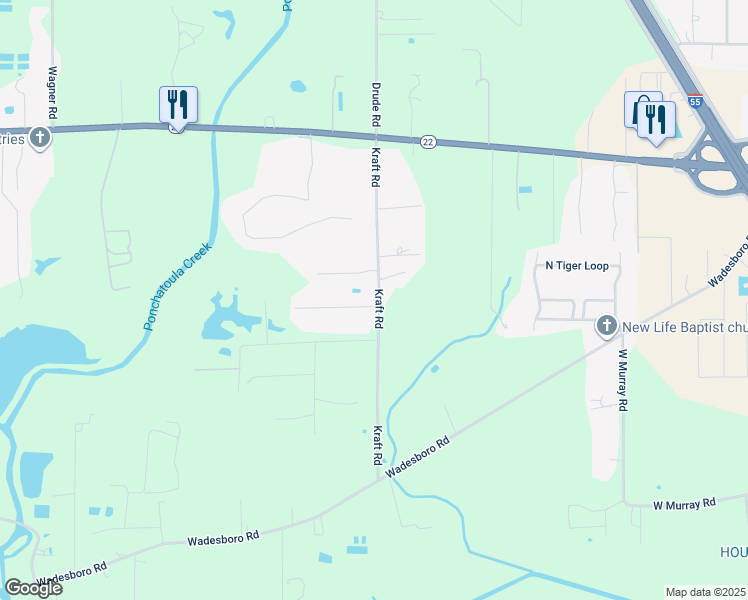 map of restaurants, bars, coffee shops, grocery stores, and more near 14711 Madison Lane in Ponchatoula