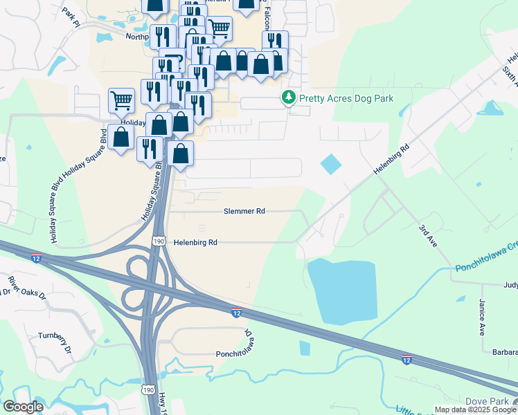 map of restaurants, bars, coffee shops, grocery stores, and more near 19425 Slemmer Road in Covington