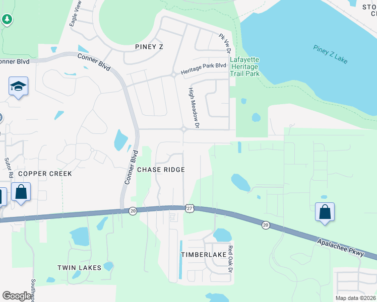 map of restaurants, bars, coffee shops, grocery stores, and more near 1121 Virgil Road in Tallahassee