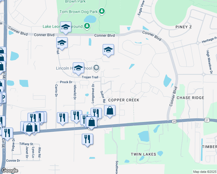 map of restaurants, bars, coffee shops, grocery stores, and more near 3713 Rock Brook Drive in Tallahassee