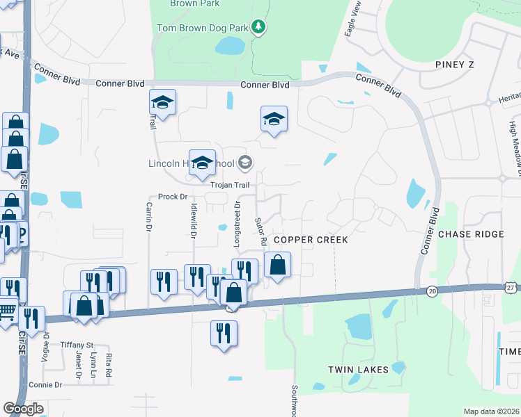 map of restaurants, bars, coffee shops, grocery stores, and more near 3713 Rock Brook Drive in Tallahassee