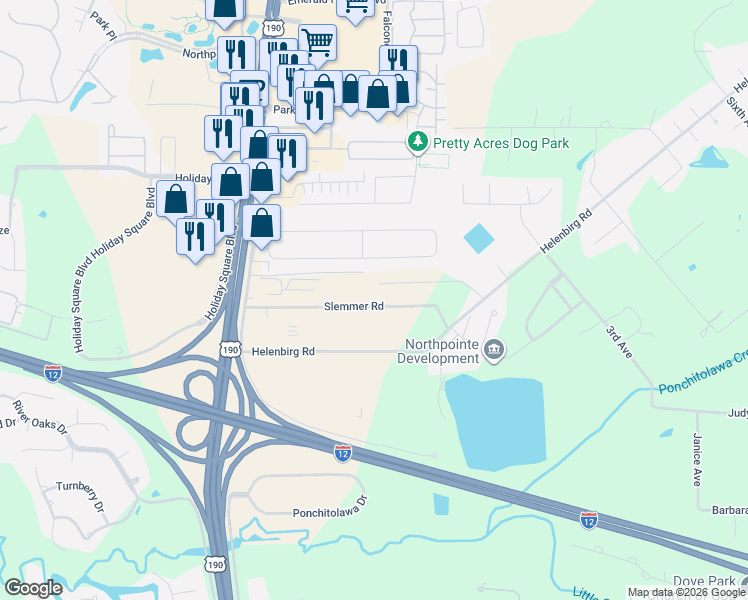 map of restaurants, bars, coffee shops, grocery stores, and more near 19425 Slemmer Road in Covington