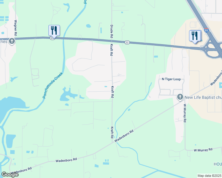 map of restaurants, bars, coffee shops, grocery stores, and more near 14711 Madison Lane in Ponchatoula