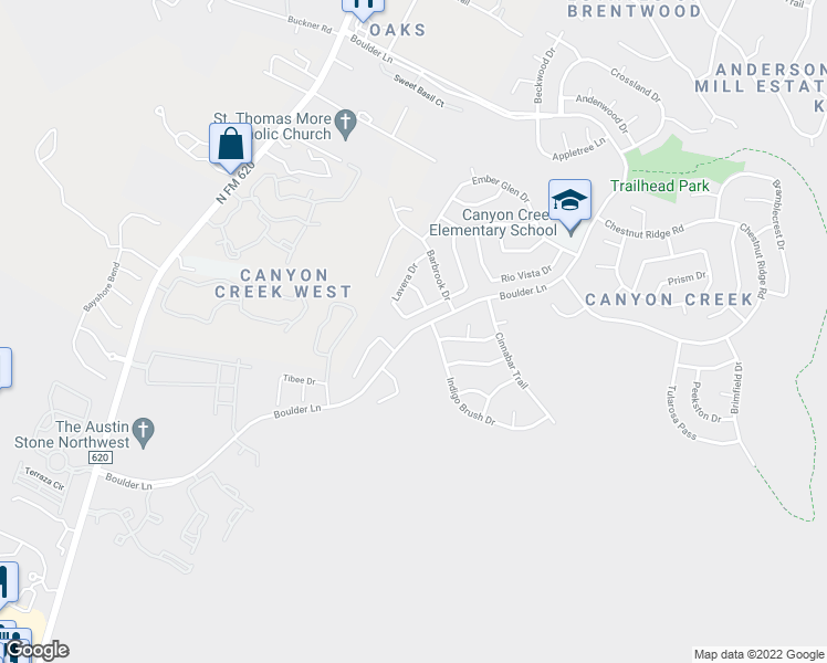 map of restaurants, bars, coffee shops, grocery stores, and more near Boulder Lane in Austin