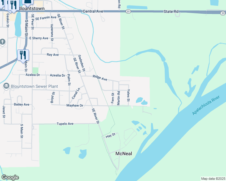 map of restaurants, bars, coffee shops, grocery stores, and more near 1000 Thomas Avenue in Blountstown