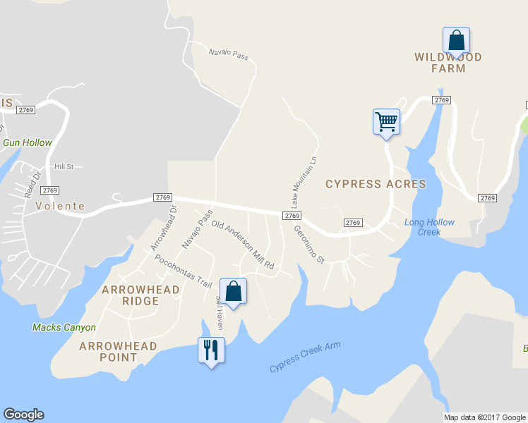 map of restaurants, bars, coffee shops, grocery stores, and more near 14605 Farm to Market Road 2769 in Leander