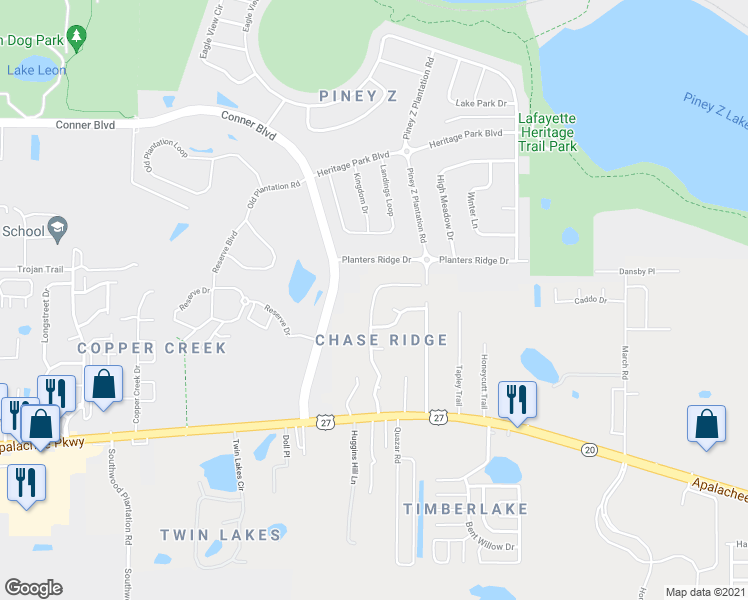 map of restaurants, bars, coffee shops, grocery stores, and more near 1139 Brafforton Dr in Tallahassee