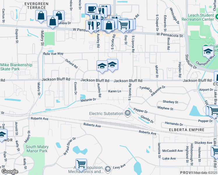 map of restaurants, bars, coffee shops, grocery stores, and more near 809 Jacqueline Ln in Tallahassee