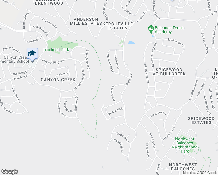 map of restaurants, bars, coffee shops, grocery stores, and more near 10504 Lockerbie Drive in Austin