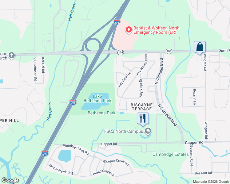 map of restaurants, bars, coffee shops, grocery stores, and more near 10916 Key Haven Boulevard in Jacksonville