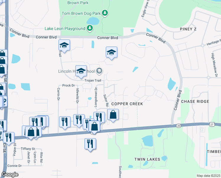 map of restaurants, bars, coffee shops, grocery stores, and more near 3713 Rock Brook Drive in Tallahassee