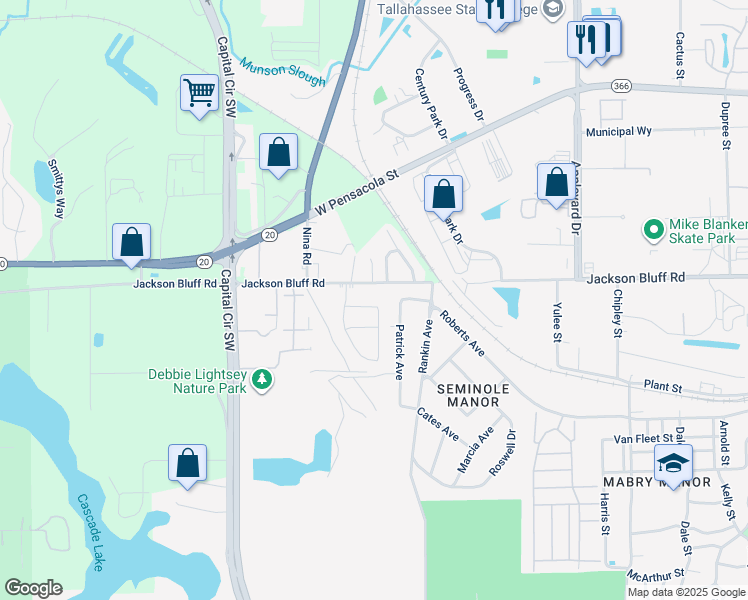 map of restaurants, bars, coffee shops, grocery stores, and more near 4148 Darby Drive in Tallahassee