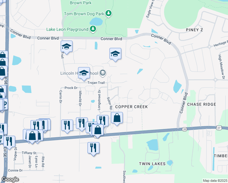 map of restaurants, bars, coffee shops, grocery stores, and more near 3713 Rock Brook Drive in Tallahassee