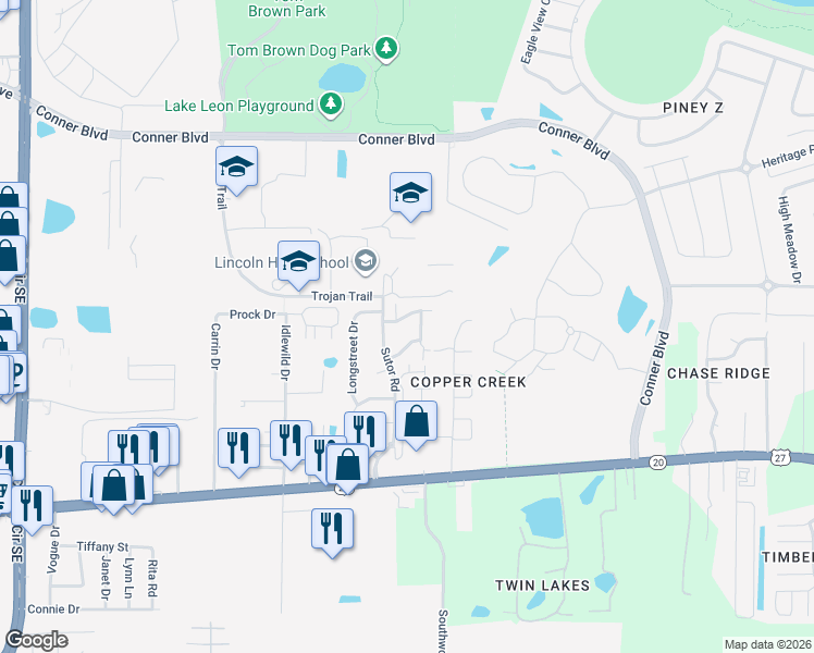 map of restaurants, bars, coffee shops, grocery stores, and more near 3713 Rock Brook Drive in Tallahassee
