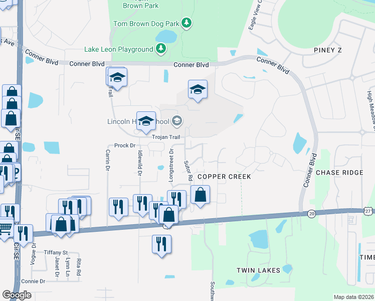 map of restaurants, bars, coffee shops, grocery stores, and more near 1007 Sutor Road in Tallahassee