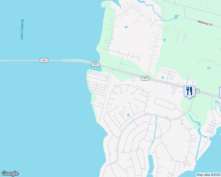 map of restaurants, bars, coffee shops, grocery stores, and more near 15086 Constellation Cir W in Willis