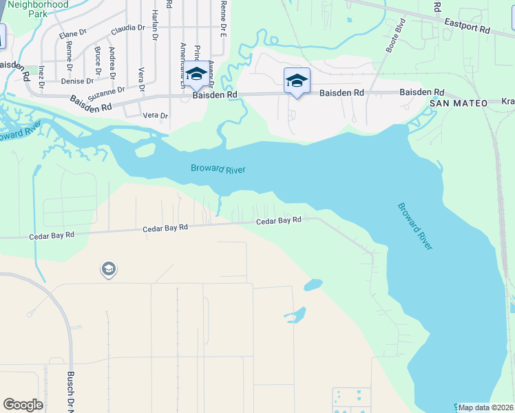 map of restaurants, bars, coffee shops, grocery stores, and more near 1113 Cedar Bay Road in Jacksonville