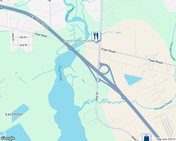 map of restaurants, bars, coffee shops, grocery stores, and more near 11087 Heatherly Oaks Court in Jacksonville