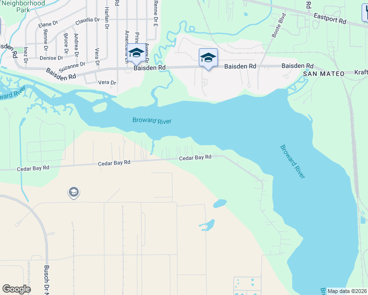 map of restaurants, bars, coffee shops, grocery stores, and more near 1113 Cedar Bay Road in Jacksonville