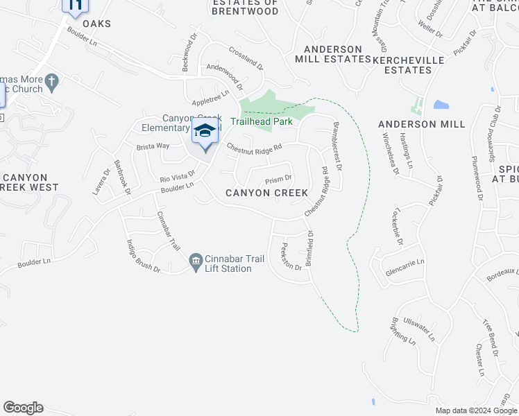 map of restaurants, bars, coffee shops, grocery stores, and more near 10249 Chestnut Ridge Road in Austin