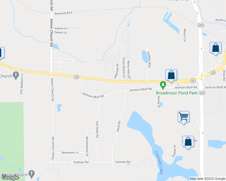 map of restaurants, bars, coffee shops, grocery stores, and more near 5370 Jackson Bluff Road in Tallahassee