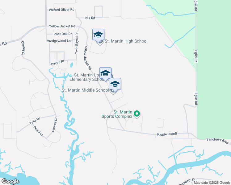 map of restaurants, bars, coffee shops, grocery stores, and more near Yellow Jacket Road in Ocean Springs