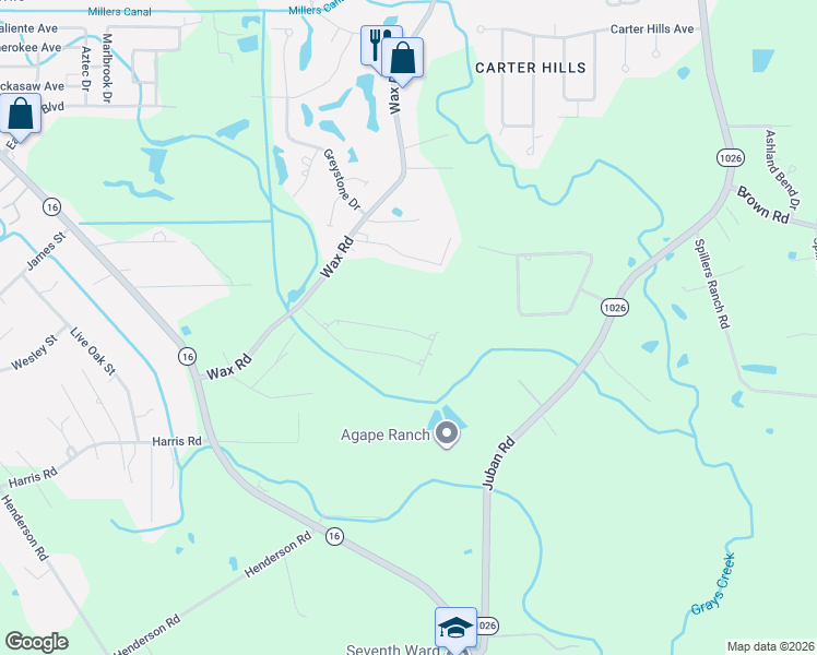 map of restaurants, bars, coffee shops, grocery stores, and more near 9776 Walker Lane in Denham Springs