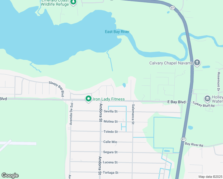 map of restaurants, bars, coffee shops, grocery stores, and more near 2745 Dove Haven Lane in Navarre