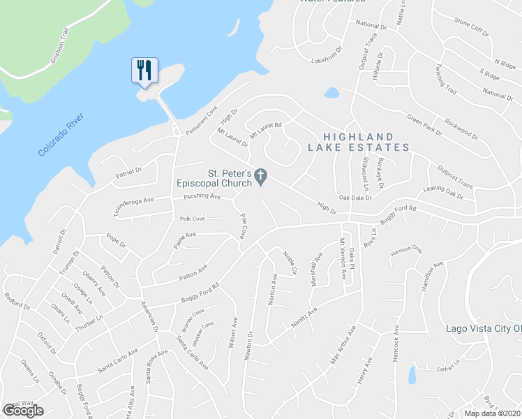 map of restaurants, bars, coffee shops, grocery stores, and more near 3300 Pinnacle Cove in Leander