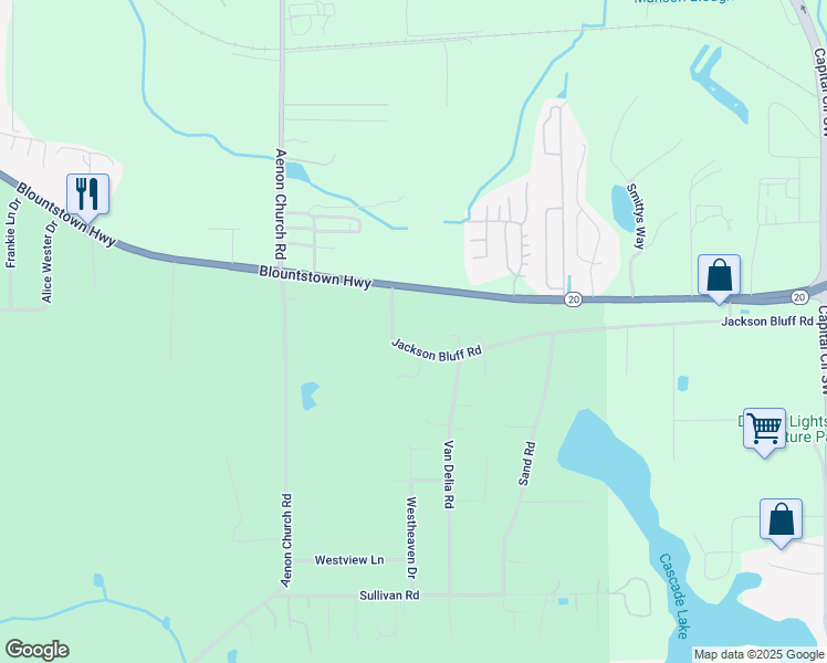 map of restaurants, bars, coffee shops, grocery stores, and more near 5518 Jackson Bluff Road in Tallahassee
