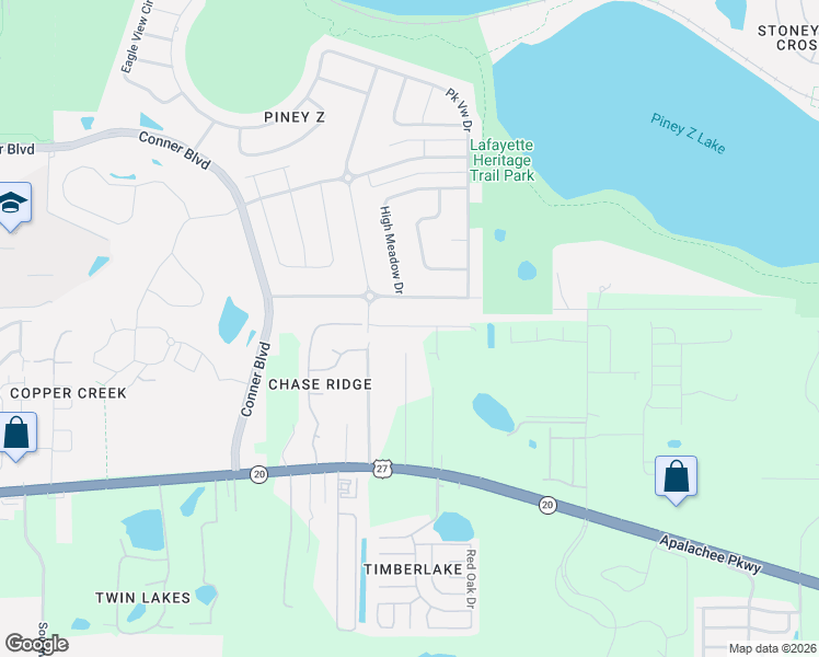 map of restaurants, bars, coffee shops, grocery stores, and more near 1125 Tapley Trail in Tallahassee