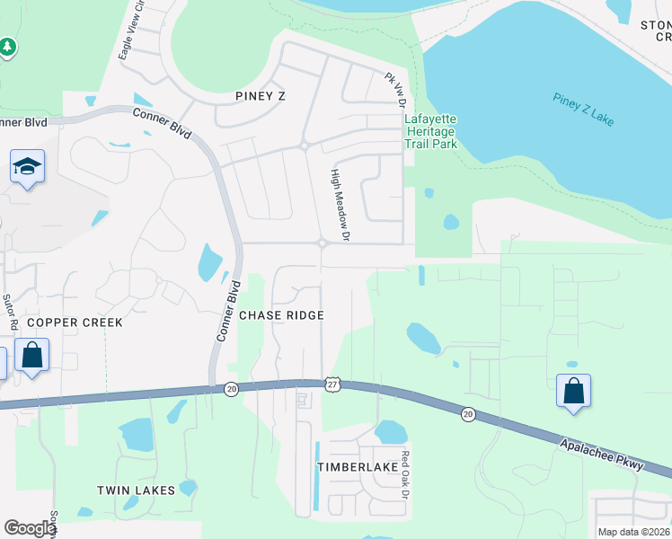 map of restaurants, bars, coffee shops, grocery stores, and more near 1121 Virgil Road in Tallahassee
