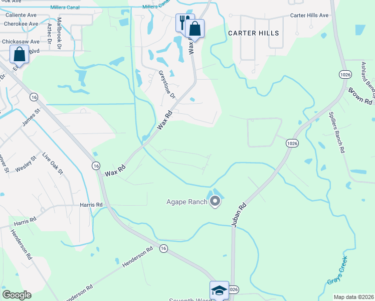 map of restaurants, bars, coffee shops, grocery stores, and more near 25215 Burlington Drive in Denham Springs