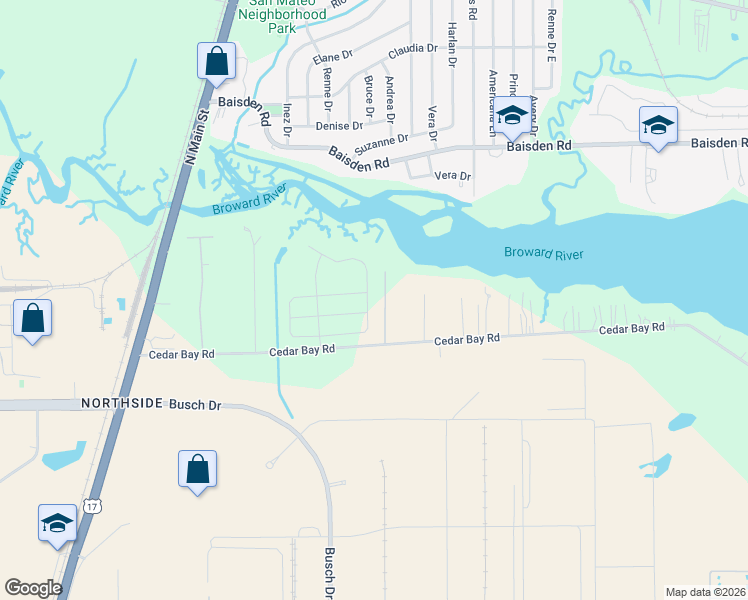 map of restaurants, bars, coffee shops, grocery stores, and more near 312 Amber Ridge Road in Jacksonville