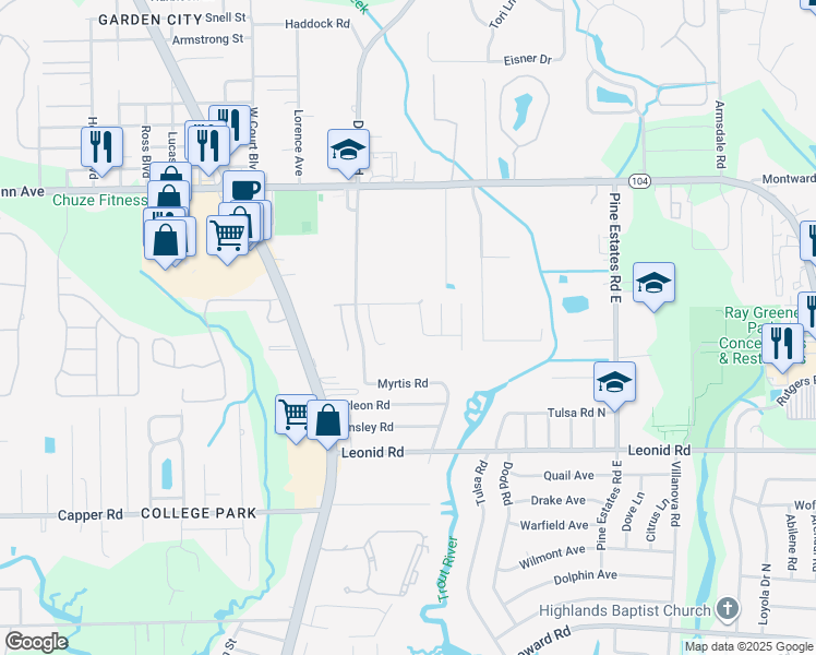 map of restaurants, bars, coffee shops, grocery stores, and more near 10909 Acorn Park Court in Jacksonville