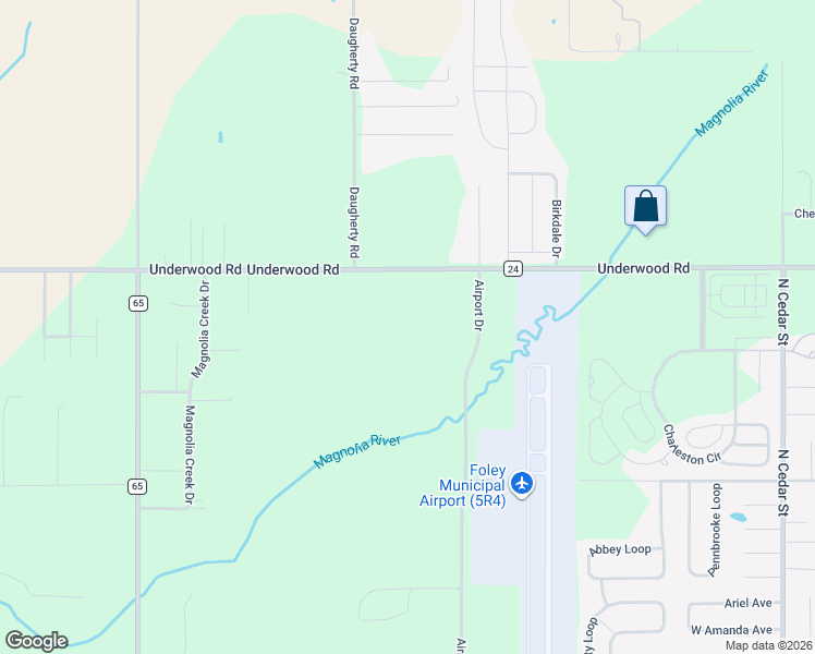 map of restaurants, bars, coffee shops, grocery stores, and more near 18648 Underwood Road in Foley