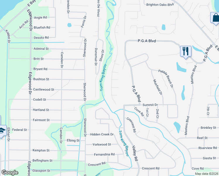 map of restaurants, bars, coffee shops, grocery stores, and more near 2657 Avenida De Soto in Navarre