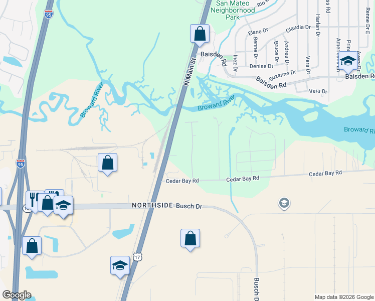map of restaurants, bars, coffee shops, grocery stores, and more near 10836 Peaceful Harbor Drive in Jacksonville