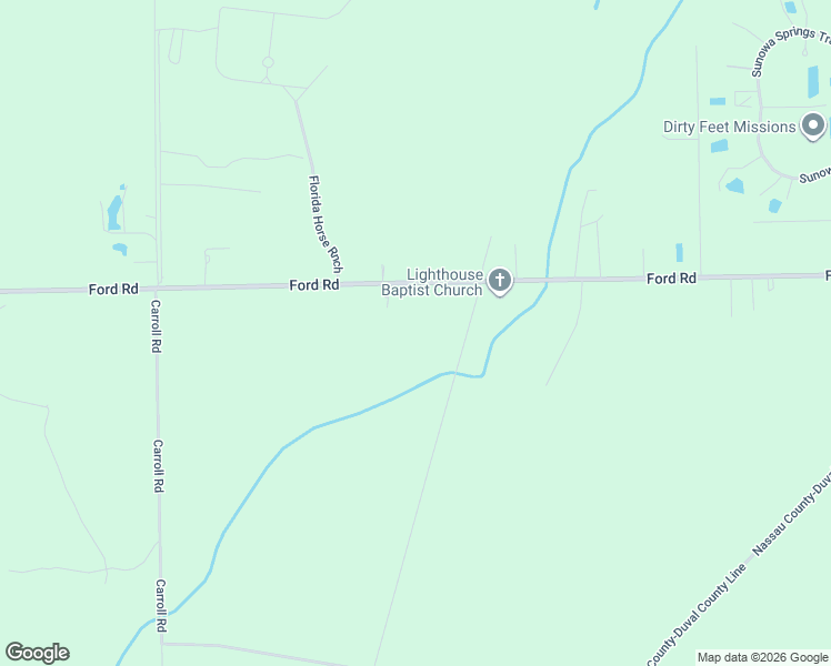 map of restaurants, bars, coffee shops, grocery stores, and more near 9551 Ford Road in Bryceville