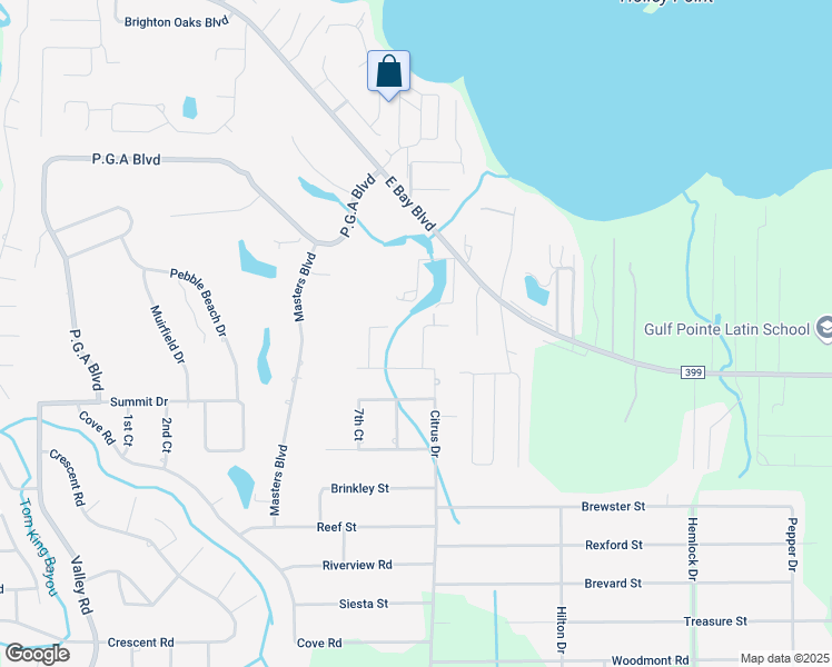 map of restaurants, bars, coffee shops, grocery stores, and more near 2733 Lakes Edge Lane in Navarre